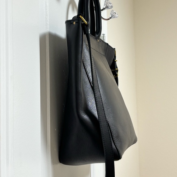 Madewell Abroad Black Leather Crossbody Tote Bag - Picture 9 of 15
